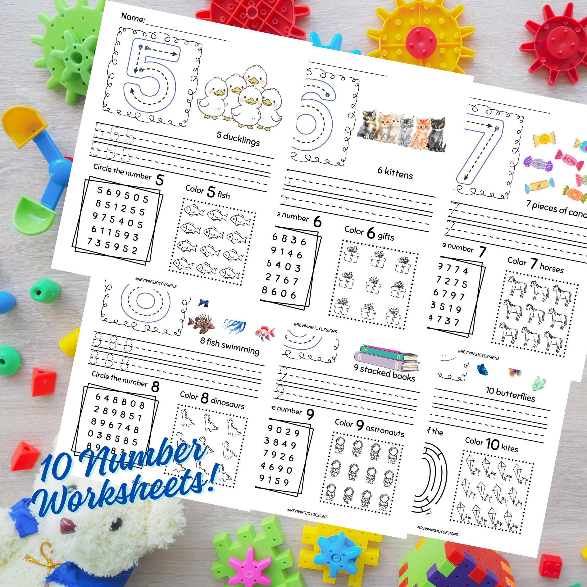 Number Practice Worksheets, Printable, Homeschool Activities, Coloring ...