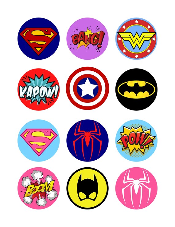 Superheroes Cupcake Toppers Boy Girl Birthday Party - Etsy España