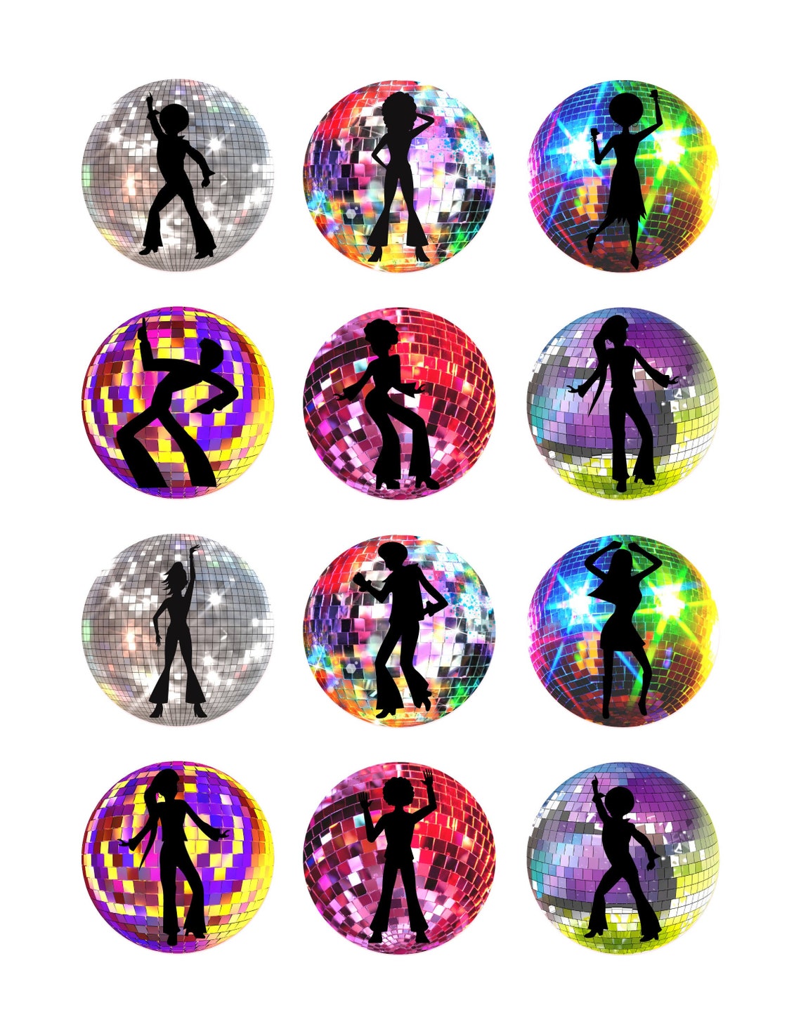 32 Piezas De Decoración Para Tartas Estilo Disco Años 90 - Toppers Con Bolas Discoteca Y Guitarra Para Fiestas