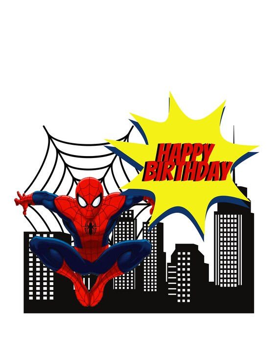 Spiderman Cake Topper Double Sided Cake Topper Spiderman Etsy