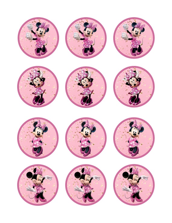 Printable MINNIE MOUSE Pink Birthday Cake Toppers. Party -  Portugal