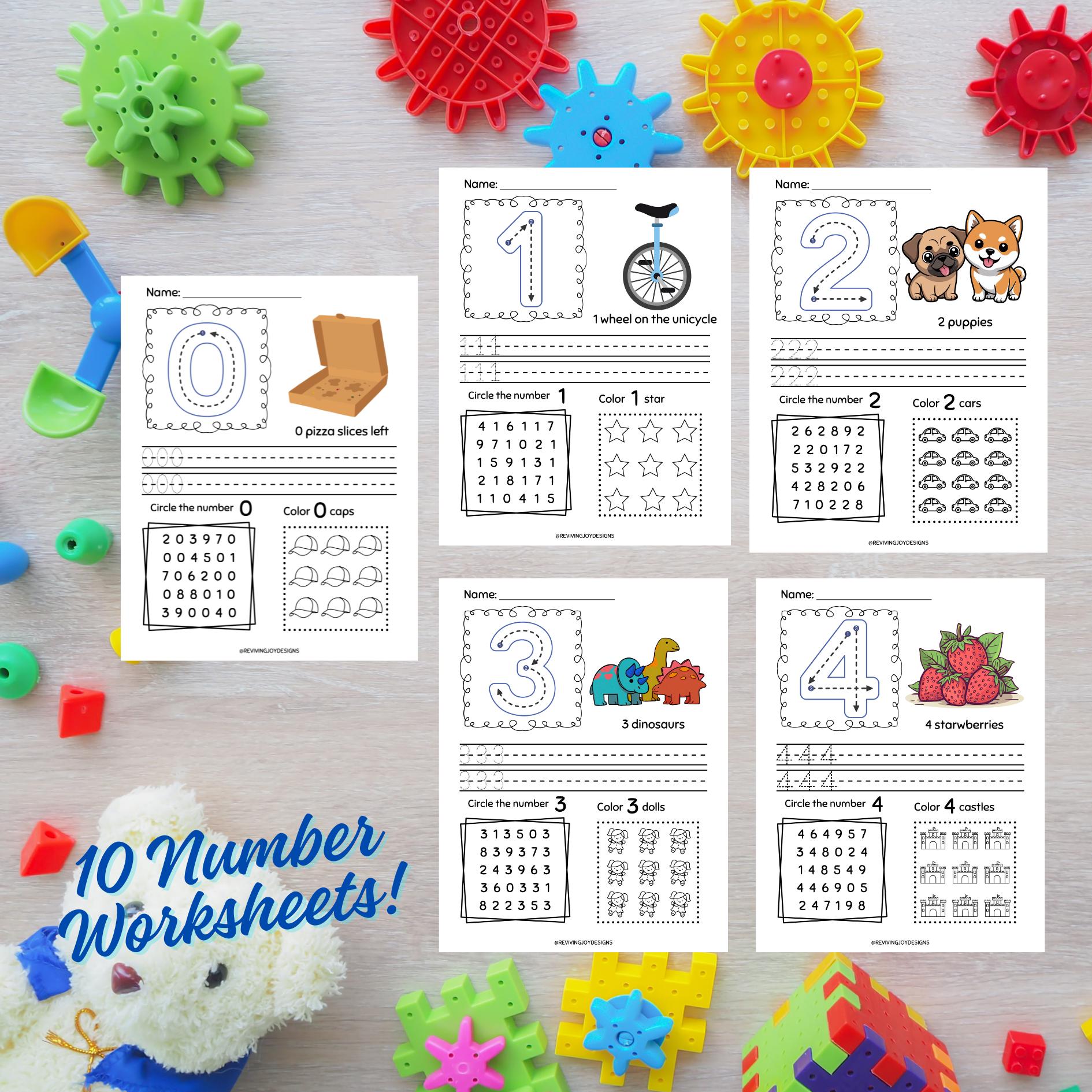 Number Practice Worksheets, Printable, Homeschool Activities, Coloring ...
