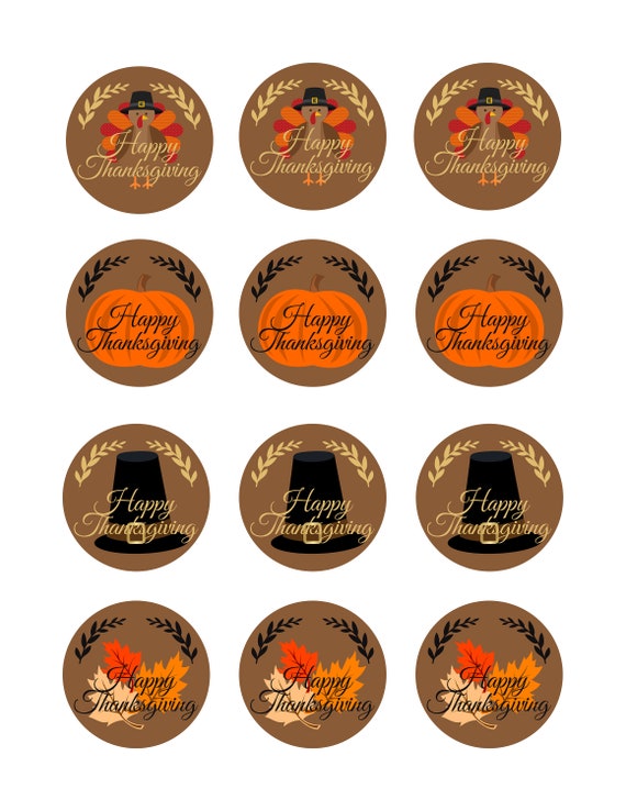 Thanksgiving Cupcake Toppers Happy Thanksgiving Cupcake | Etsy