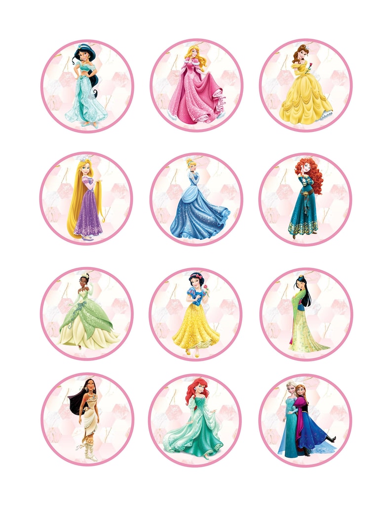 Disney Princess Cupcake Toppers Princesses Cupcake Toppers | Etsy