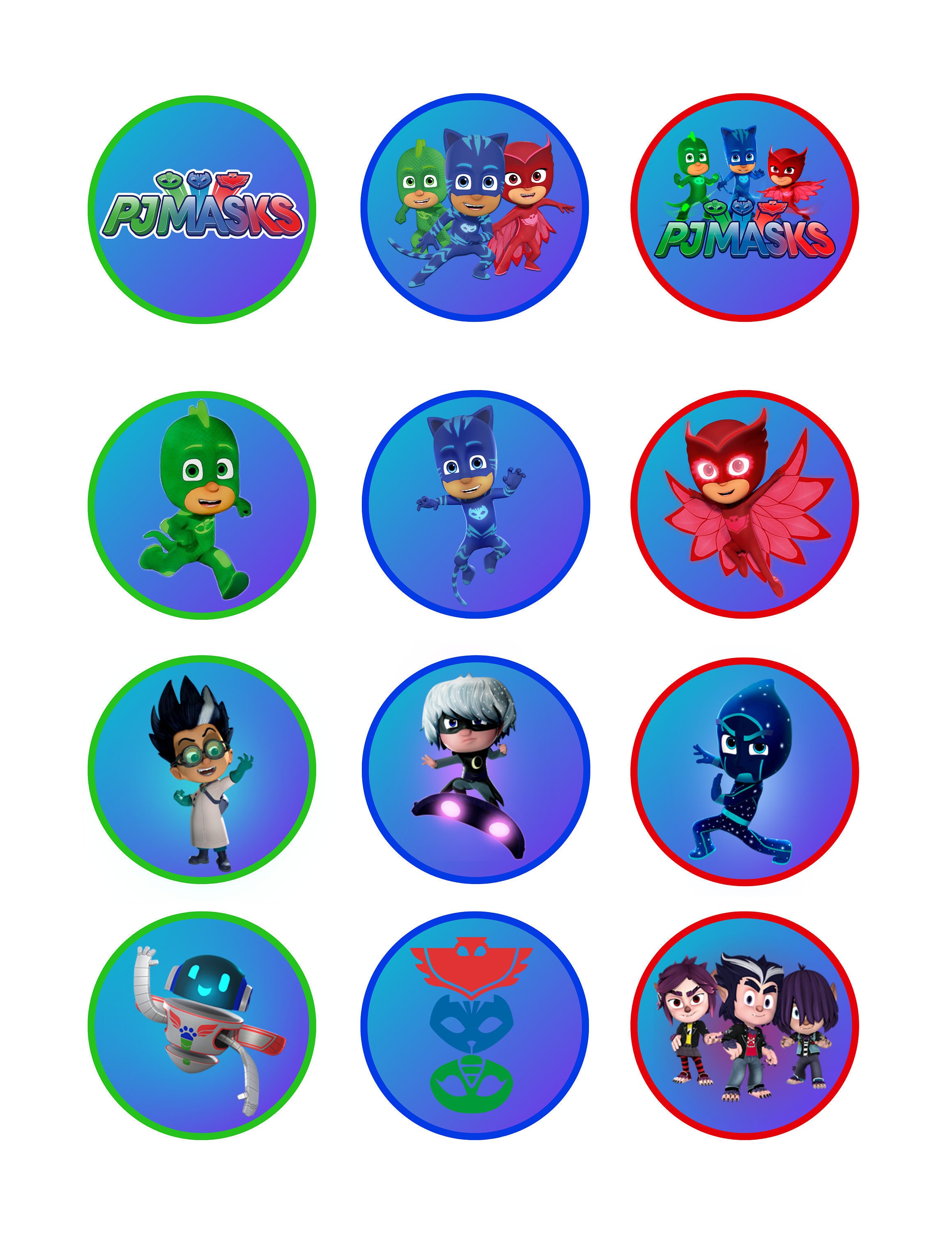 PJ Masks Cupcake Toppers Instant Download PJ Mask PJ Masks Etsy Canada