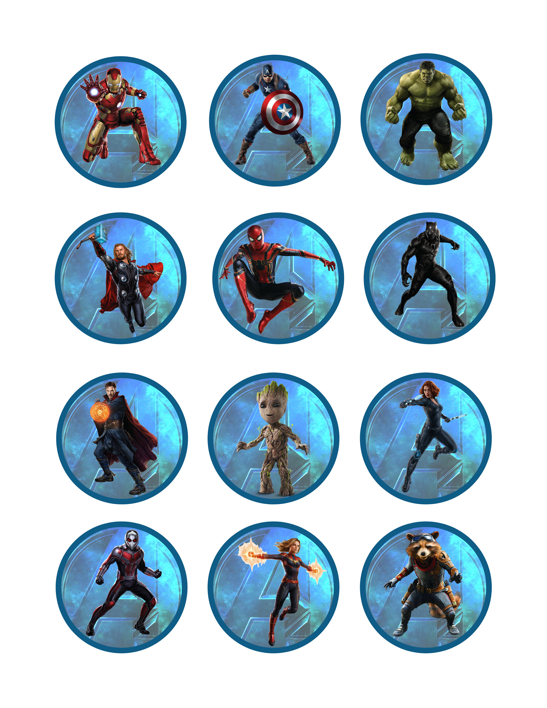Avengers Cupcake Toppers Marvel Cupcake Toppers Avengers Etsy