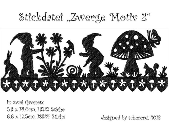 Stickdatei Scherenschnitt Zwerge Motiv 2 Etsy