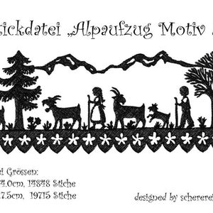 Embroidery file silhouette: Alpaufzug, motif 2