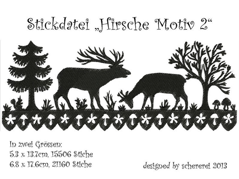 Embroidery file silhouette: deer, motif 2 image 1