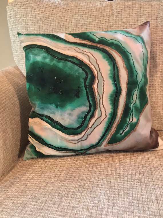 20x20 original art agate theme slice velvet touch pillow case- no fill