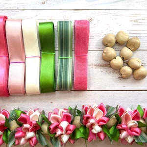 Do It Yourself Ribbons for Beautiful Pink Hawaiian Flower Ribbon Lei