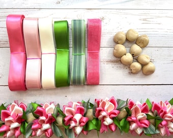 Do It Yourself Ribbons for Beautiful Pink Hawaiian Flower Ribbon Lei