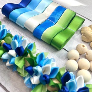 Do It Yourself Ribbons for Beautiful Blue Hawaiian Flower Ribbon Lei