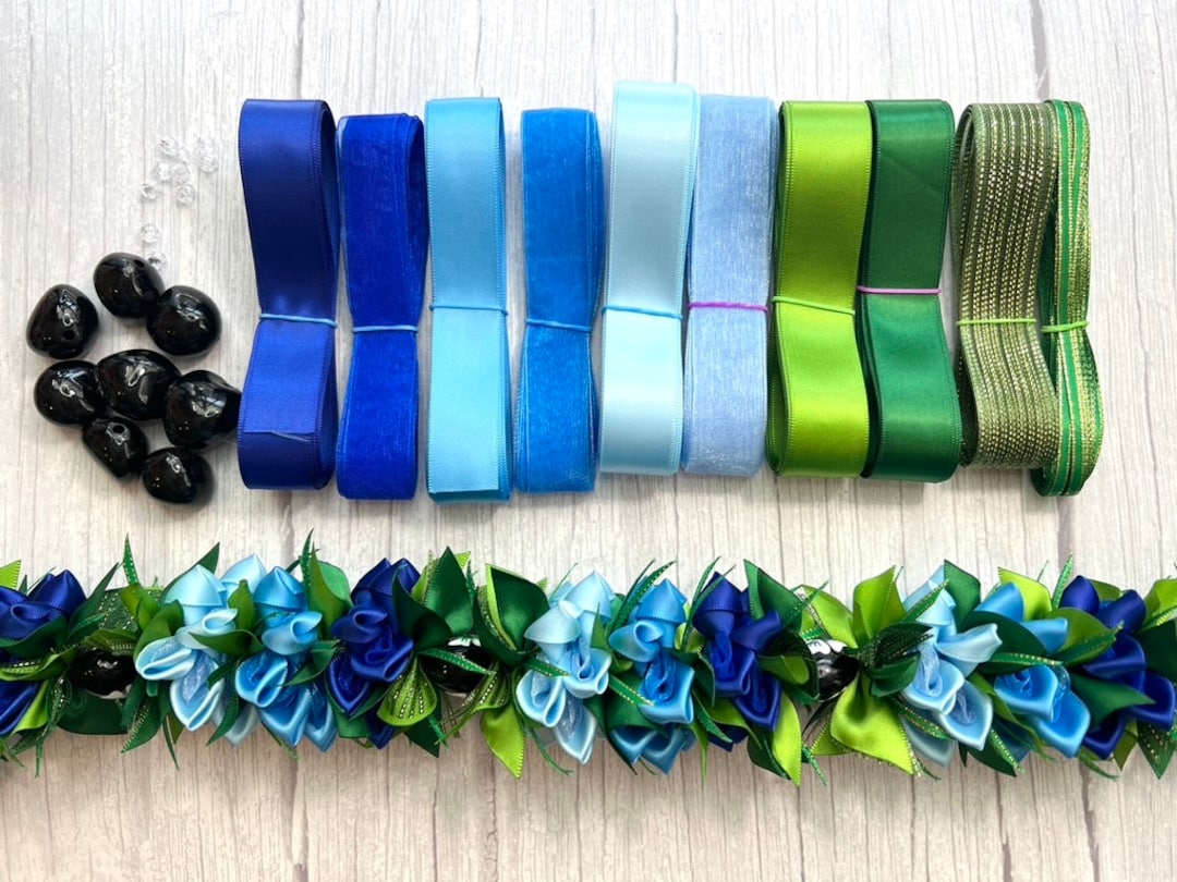 Do It Yourself Ribbons for Blue Plumeria Petal Flower Ribbon Lei Etsy