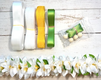 Rubans DIY pour papillon blanc, fleurs de gingembre Lei