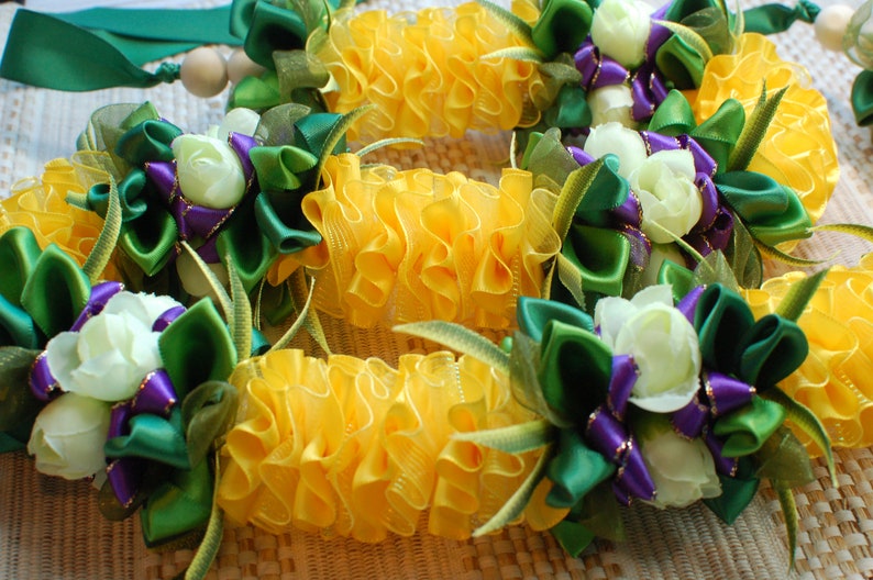Yellow and Purple Flower Ribbon Lei for Graduation or Special Etsy