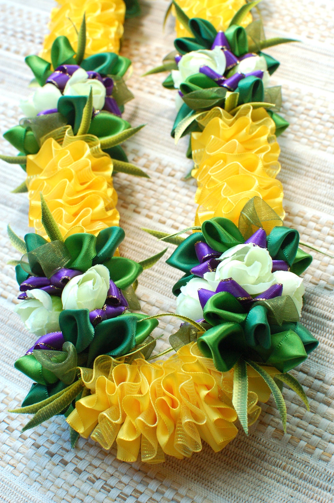 Yellow and Purple Flower Ribbon Lei for Graduation or Special Etsy