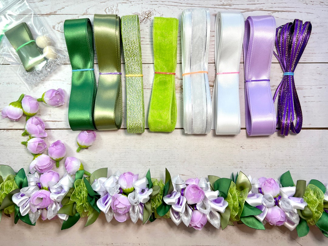 Do It Yourself Ribbons for This Beautiful Purple Rose Flower Ribbon Lei ...