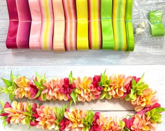 Kit DIY de rubans de fleurs de jardin Plumeria : rubans ombrés et satinés
