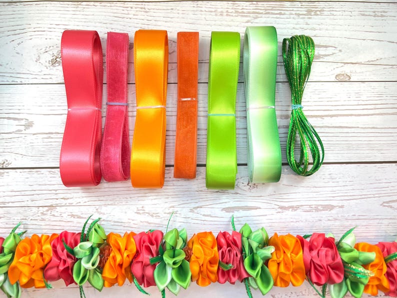 Do It Yourself Ribbons for Island Sunrise Flower Ribbon Lei - Etsy