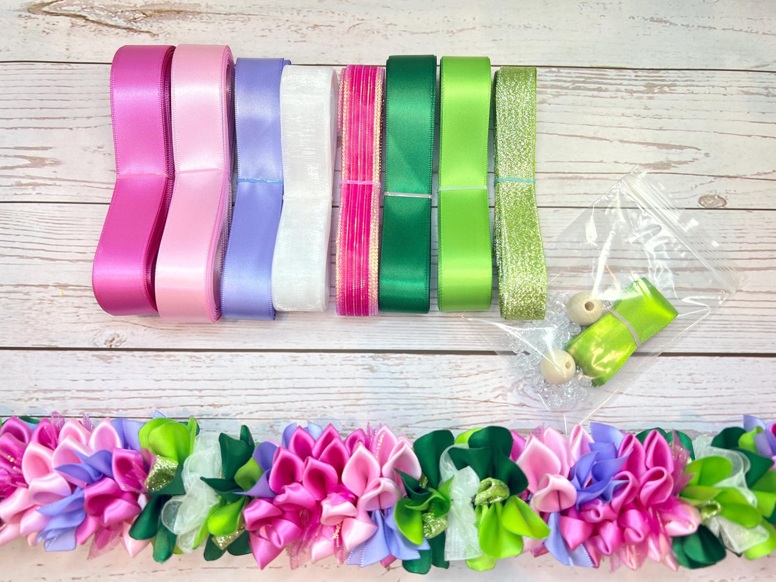 DIY This Beautiful Aloha Blossom Hawaiian Flower Ribbon Lei Kit - Etsy