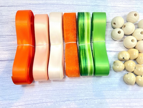 DIY Hawaiian Ribbon Lei Kit: Peach Orange Flower Lei Ribbons