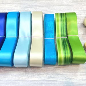 DIY Blue Hawaiian Ribbon Lei Kit: Satin Ribbons & Kukui Nuts