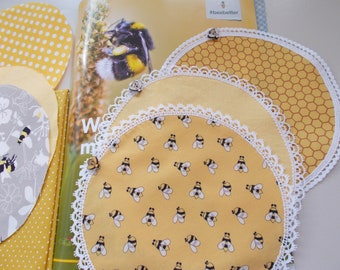 Deckchen für Honiggläser mit Spitze, 3 Stück, waschbar, nachhaltig, wiederverwendbar