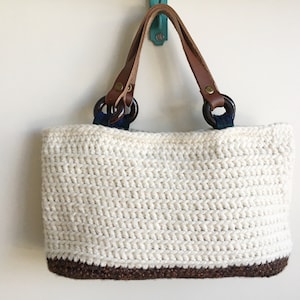 off-white bag, Knit bag, crochet bag, handmade bag, Scottish plaid