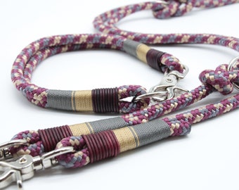 Dog leash dog collar rope set made of PPM classy bordeaux