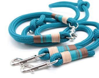 Dog leash dog collar rope set adjustable aqua 12 mm