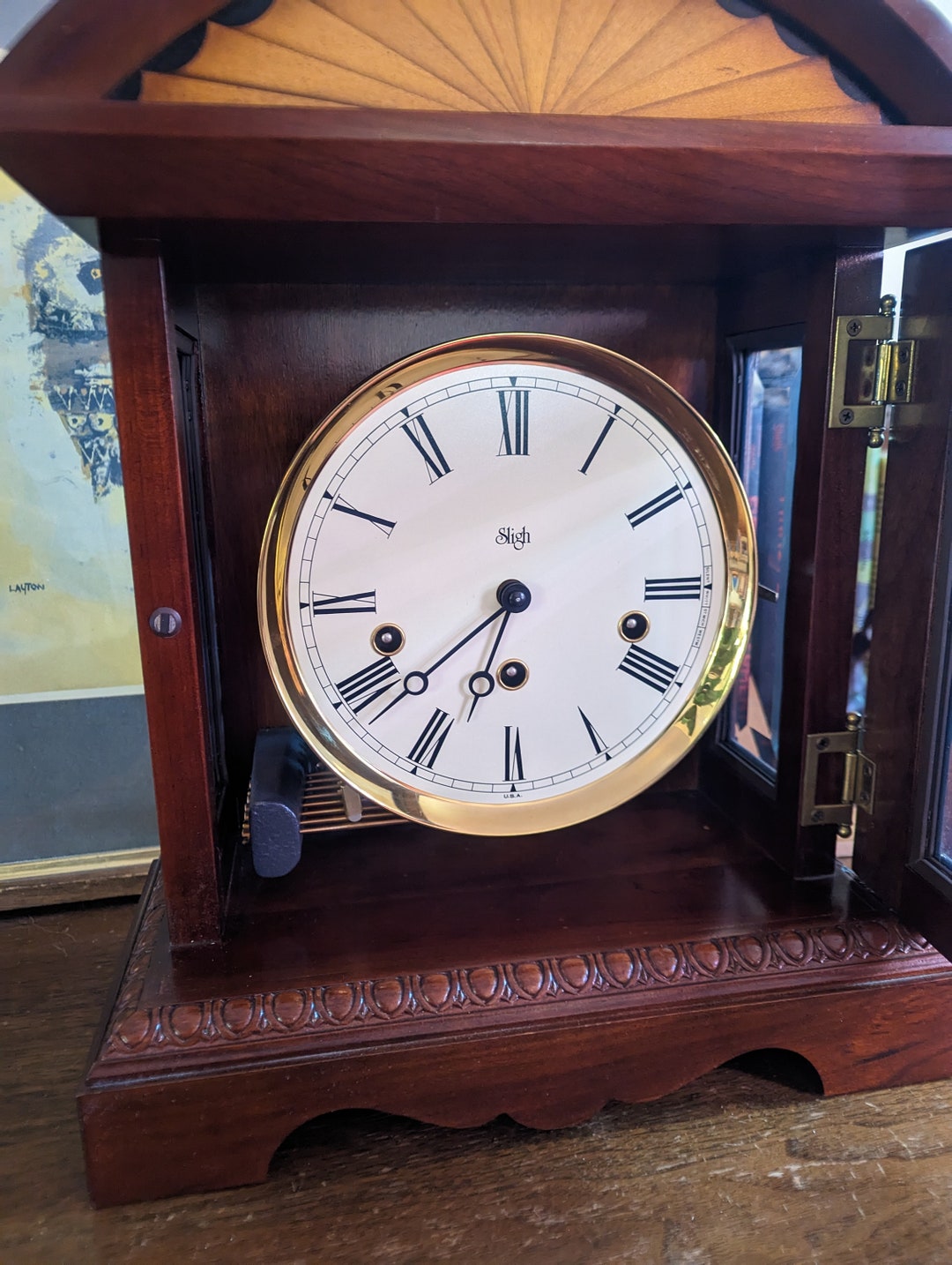 Beautiful Cherry Finish Large Classic Sligh Triple Chime Westminster Mantel Clock Made in USA Etsy