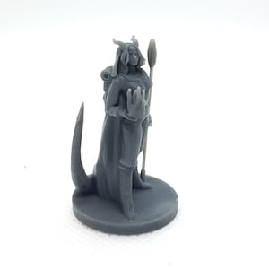 3D printed Tiefling Female Sorceress miniature, D&D, 3D printed custom figure, resin tabletop gaming miniature