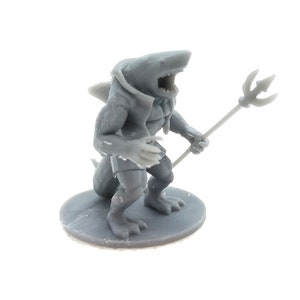 3D printed Wereshark miniature, D&D, 3D printed custom figure, resin tabletop gaming miniature