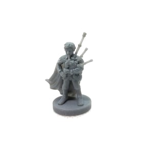 3D printed Gnome Male Bard with Bagpipes miniature, D&D, 3D printed custom figure, resin tabletop gaming miniature