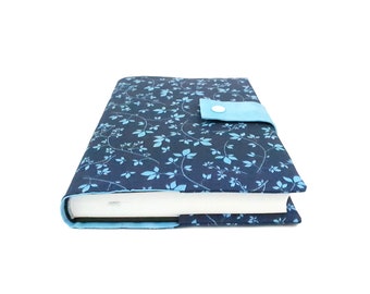Kalenderhülle marineblau blauen Blätterranken für Buchkalender DIN A5