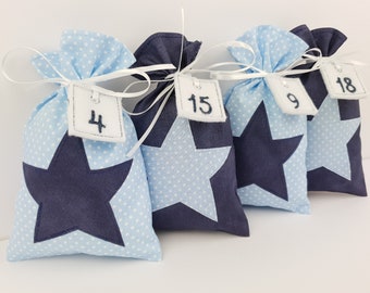 Adventskalender zum Befüllen marine-blau,Adventskalender aus Stoff, Adventskalender Säckchen