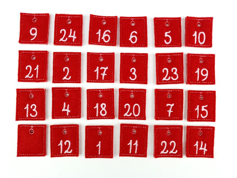 Adventskalender zum Befüllen weiß grau rot, Adventskalender für Kinder/Erwachsene, Adventskalender aus Stoff, Adventskalender Säckchen Bild 8