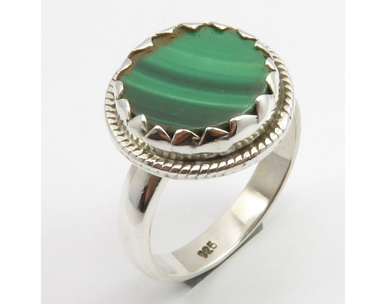 Handmade Fashion Jewellery Collection 925 Sterling Silver Natural Gemstone Jewelry Wholesale Price Women/'s Green MALACHITE Ring Sz 6