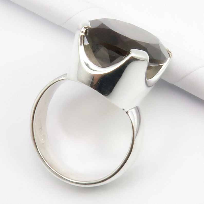 Traditional Brown SMOKY QUARTZ Big Ring Sz 7.25 925 Sterling Silver Exclusive Rare Jewelry AAA Quality Authentic Stone Girls/' Jewellery