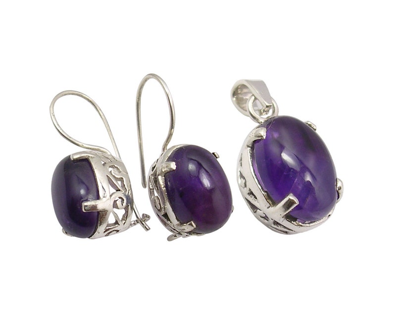 Luxury Matching Jewelry Set 925 Pure Silver AMETHYST CELTIC Etsy