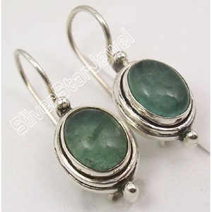 OVAL Shape Earrings !! 925 Pure Solid Silver Hot Selling Natural APATITE Stone BEAUTIFUL Handcrafted Jewelry 1" Low Price Combined Shipping