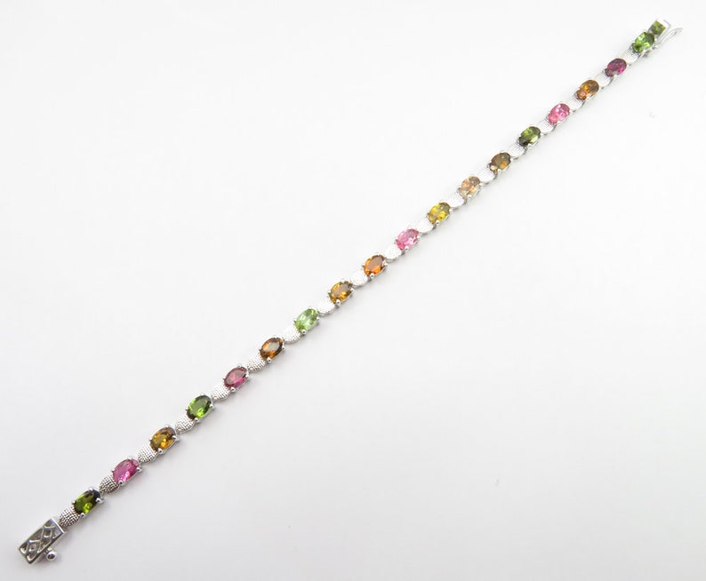 925 Sterling Pure Silver Artisan Jewellery Authentic Stone Handmade Jewelry Cheapest Shipping Multi Gemstone TOURMALINE Bracelet 10 Ct