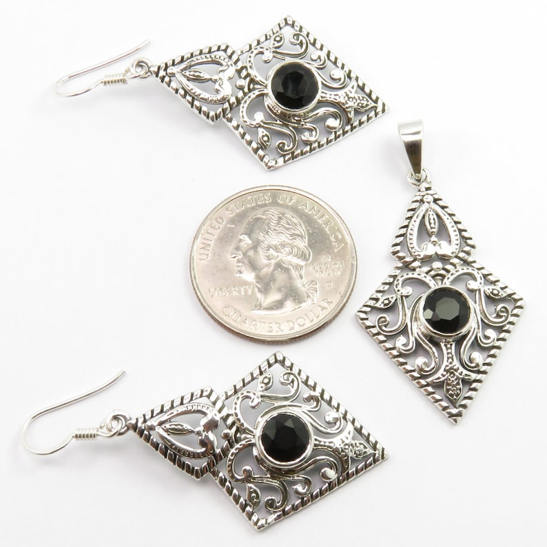 Beautiful BLACK ONYX Pendant Set 1.8 Brand New Girls/' Jewelry 925 Pure Sterling Silver Unique Jewellery Handmade Exclusive Rare Collection