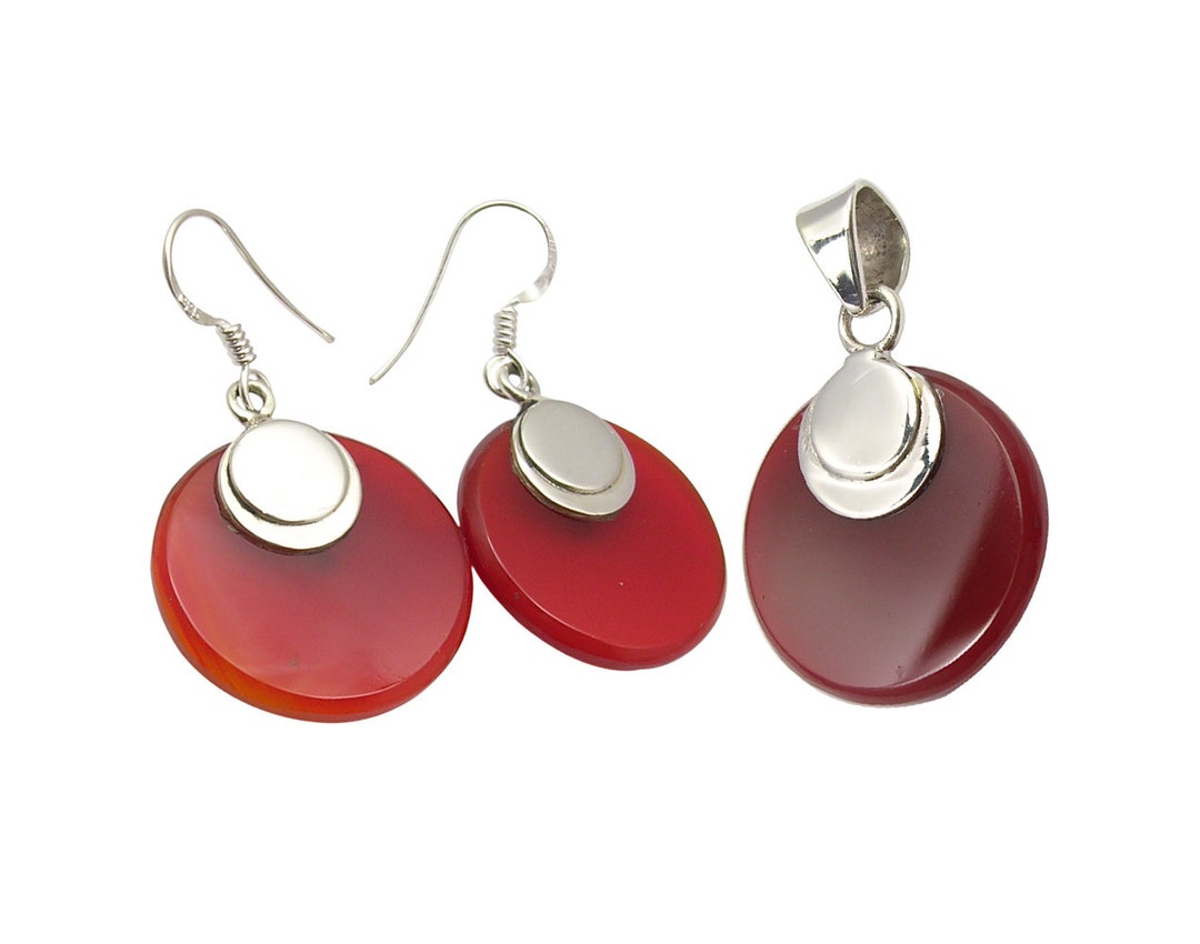 Beautiful Silver Matching Jewelry Set 925 Sterling RED Etsy