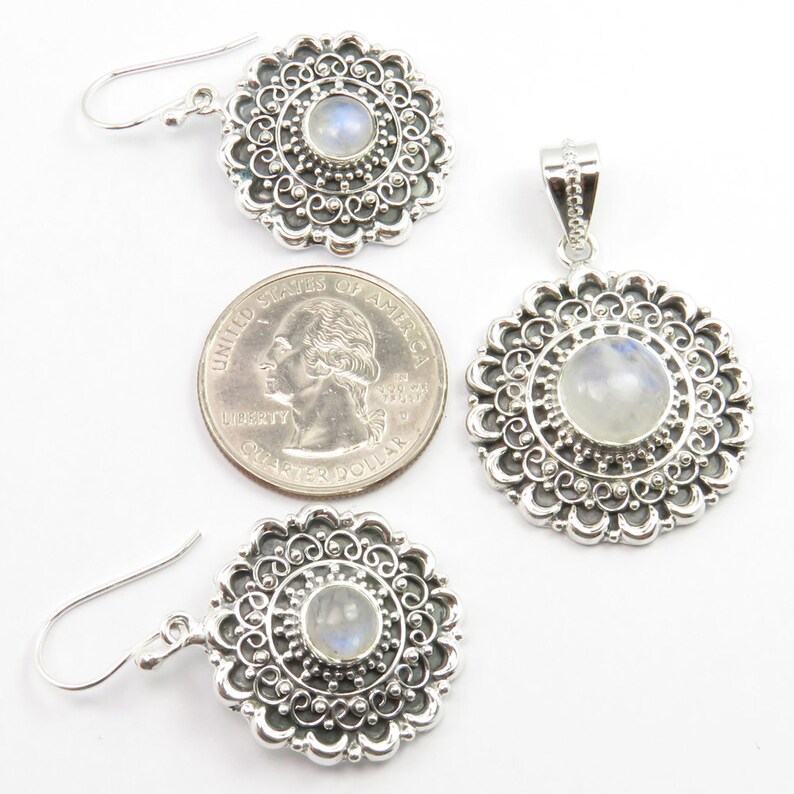 Natural RAINBOW MOONSTONE Exclusive Pendant Sets 925 Solid Sterling Silver Bijoux AAA Quality Real Stone Decorative Jewellery Eye-Catching