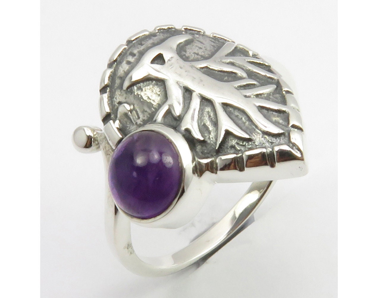 CZgem Genuine Amethyst Ring 925 Sterling Silver Ring Gemstone Women's Jewelry Band Ring Size 7.75