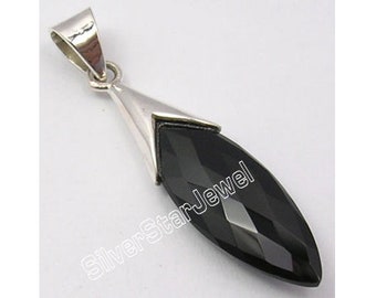 Beautiful 925 Pure Sterling Silver Amazing Genuine BLACK ONYX ETHNIC Long Pendant 1.8" Handmade Wholesale Price Jewelry Women's Day Special