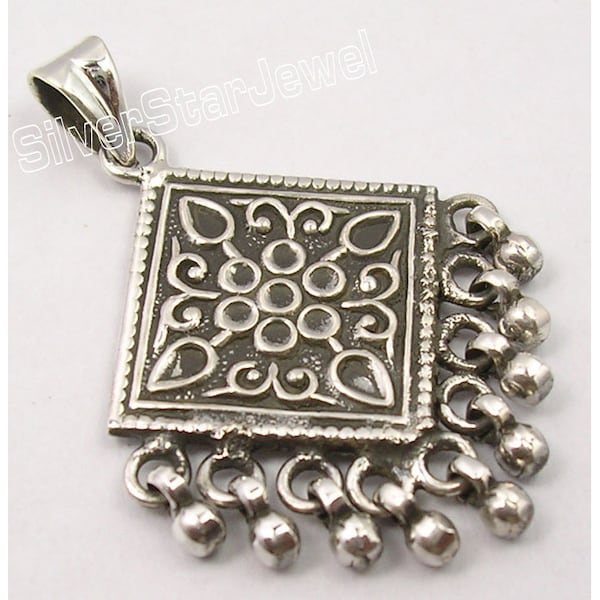 Latest Style 925 Sterling Silver TRIBAL Indian Pendant 1.8" VINTAGE Style Online Jewelry Store Made In India Paris Fashion Week Special Deal