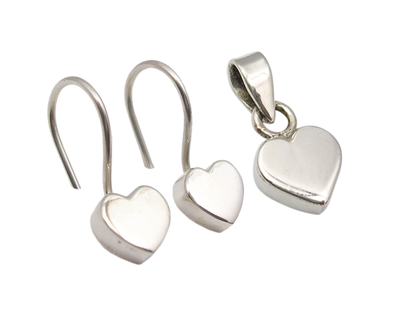 925 Pure Silver Girls' Earrings Pendant HEART Shape Cute Etsy